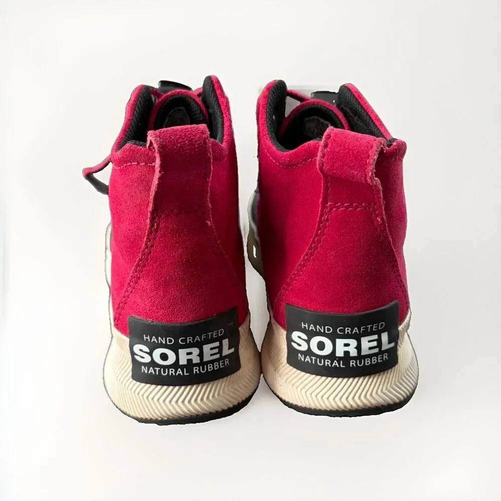 SOREL Kids Out N About III Classic Waterproof Duck Boots Red Black Size 1 Youth